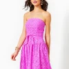 Dresses^Lilly Pulitzer Akela Strapless Eyelet Dress Orchid Oasis Oversized Diamond Leaf Eyelet