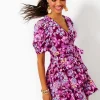Dresses^Lilly Pulitzer Alexandria Elbow Sleeve Cotton Wrap Dress Amarena Cherry Tropical With A Twist