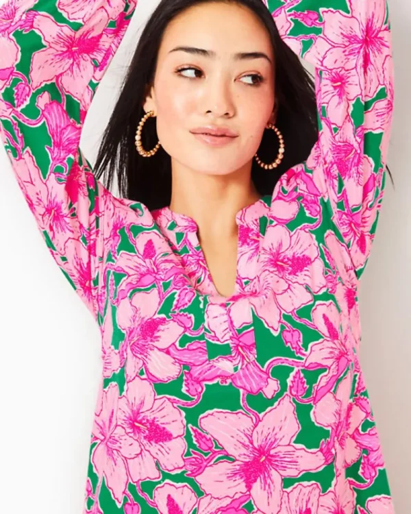 Dresses^Lilly Pulitzer Alyssa A-Line Cotton Dress Kelly Green Hibis Kiss