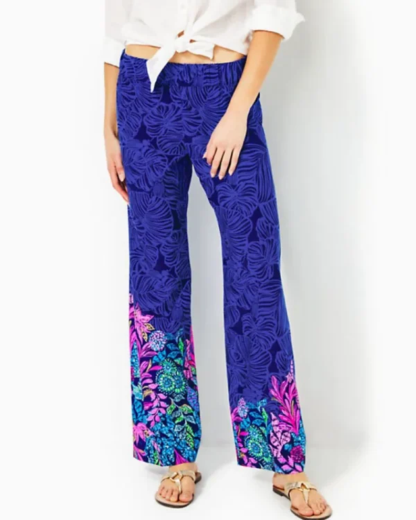 Bottoms^Lilly Pulitzer 32" Bal Harbour Palazzo Pant Aegean Navy Calypso Coast Engineered Pant