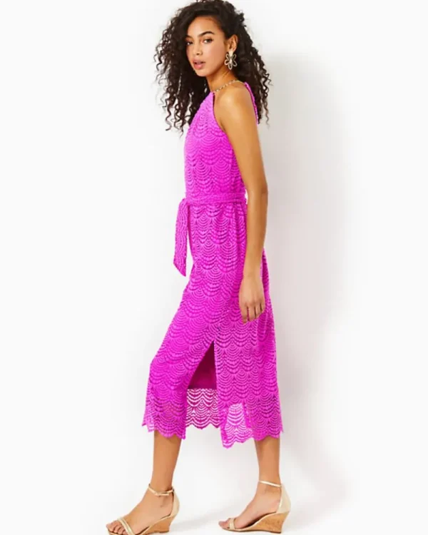 Dresses^Lilly Pulitzer Bingham Lace Midi Dress Wild Fuchsia Scalloped Shell Lace