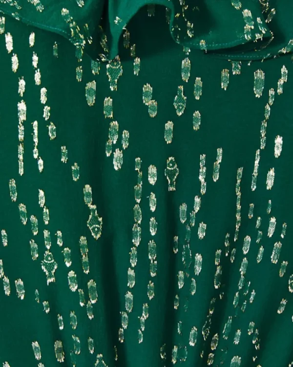 Dresses^Lilly Pulitzer Birdy Long Sleeve Silk Wrap Dress Evergreen Fish Clip Chiffon