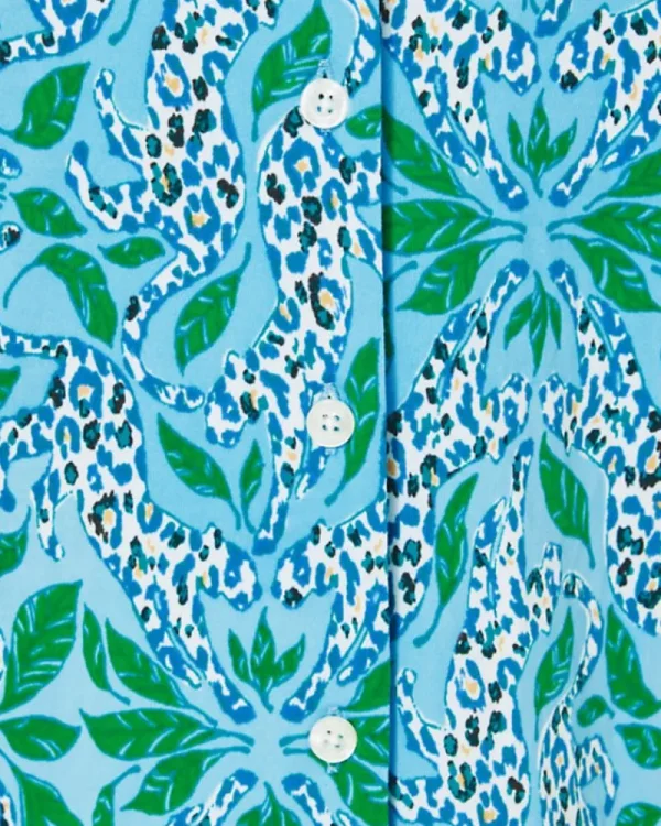 Pajamas^Lilly Pulitzer Chilton Pajama Nightshirt Bon Bon Blue Leapin Leopards