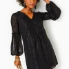 Dresses^Lilly Pulitzer Cleme Silk Dress Onyx Fish Clip Chiffon