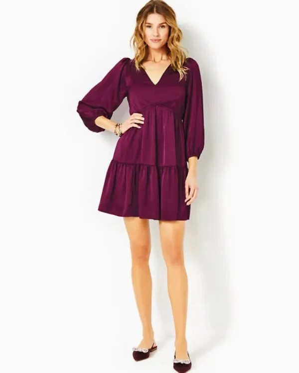 Dresses^Lilly Pulitzer Deacon 3/4 Sleeve V-Neck Dress Amarena Cherry