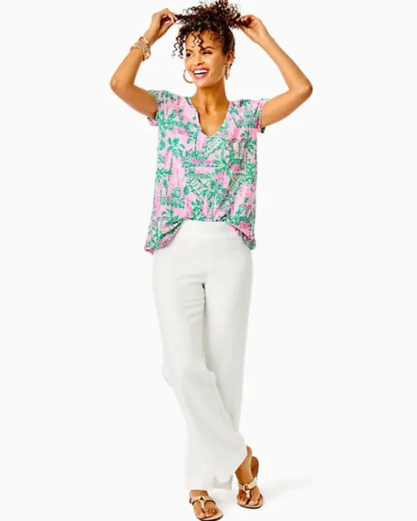 Bottoms^Lilly Pulitzer 31" Deri Linen Palazzo Pant Resort White