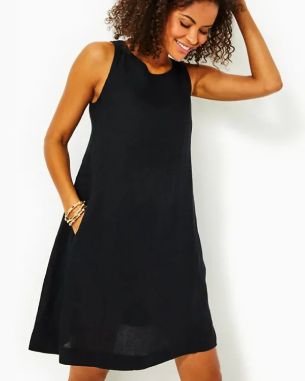 Dresses^Lilly Pulitzer Edelyn Linen Swing Shift Dress Onyx X Onyx
