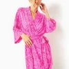 Pajamas^Lilly Pulitzer Elaine Knit Robe Cerise Pink Pinkie Promises