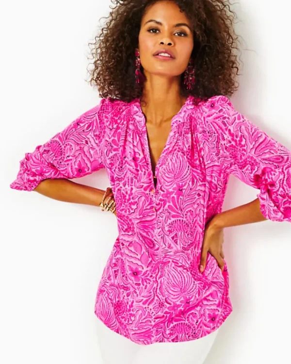 Tops^Lilly Pulitzer Elsa Silk Top Cerise Pink Pinkie Promises
