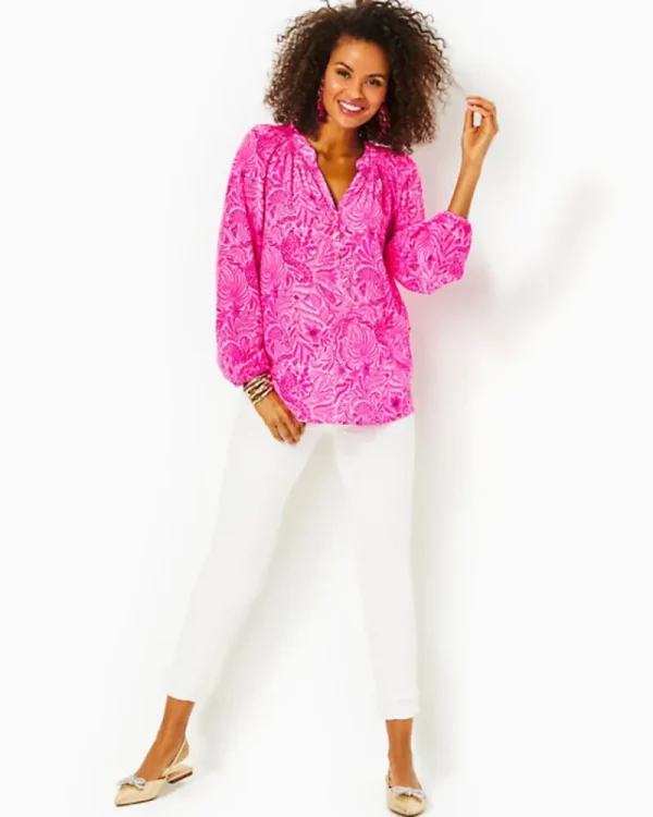 Tops^Lilly Pulitzer Elsa Silk Top Cerise Pink Pinkie Promises