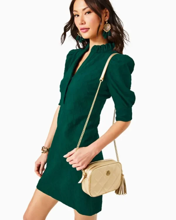 Dresses^Lilly Pulitzer Elsey Popover Dress Evergreen Knit Pucker Jacquard