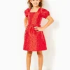 Girls Dresses & Rompers^Lilly Pulitzer Girls Alannah Dress Amaryllis Red Puff Floral Brocade