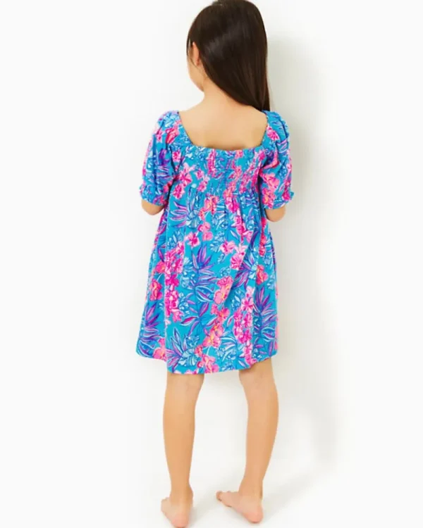 Girls Dresses & Rompers^Lilly Pulitzer Girls Mini Delaney Dress Cumulus Blue Orchid Oasis