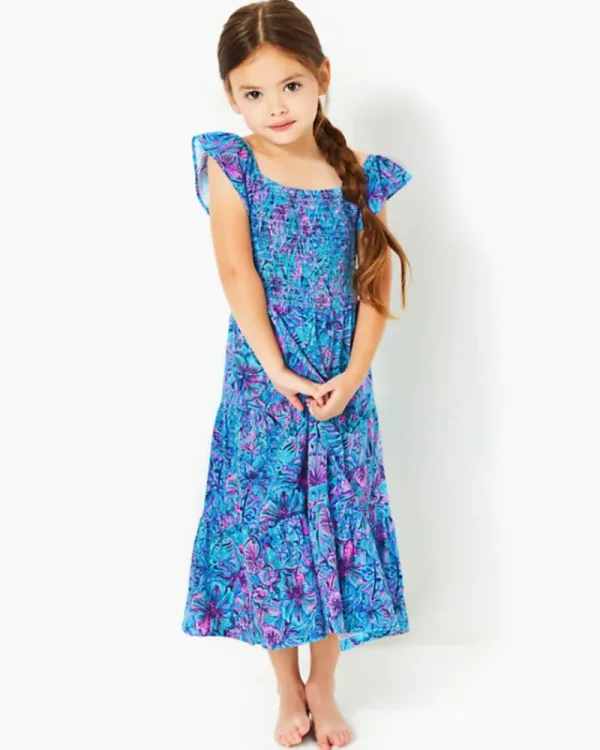 Girls Dresses & Rompers^Lilly Pulitzer Girls Mini Jilly Midi Dress Breakwater Blue Shells N Bells
