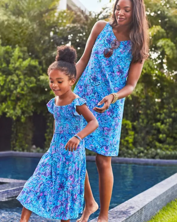 Girls Dresses & Rompers^Lilly Pulitzer Girls Mini Jilly Midi Dress Breakwater Blue Shells N Bells