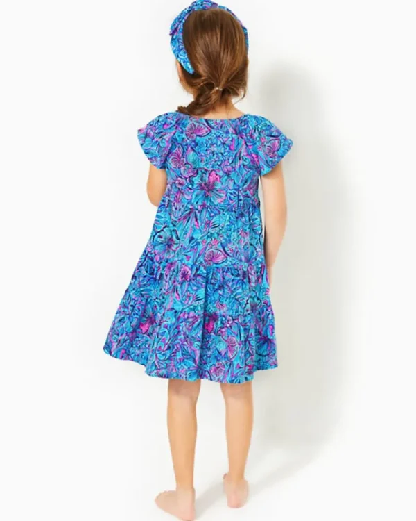 Girls Dresses & Rompers^Lilly Pulitzer Girls Mini Kawai Tiered Dress Breakwater Blue Shells N Bells