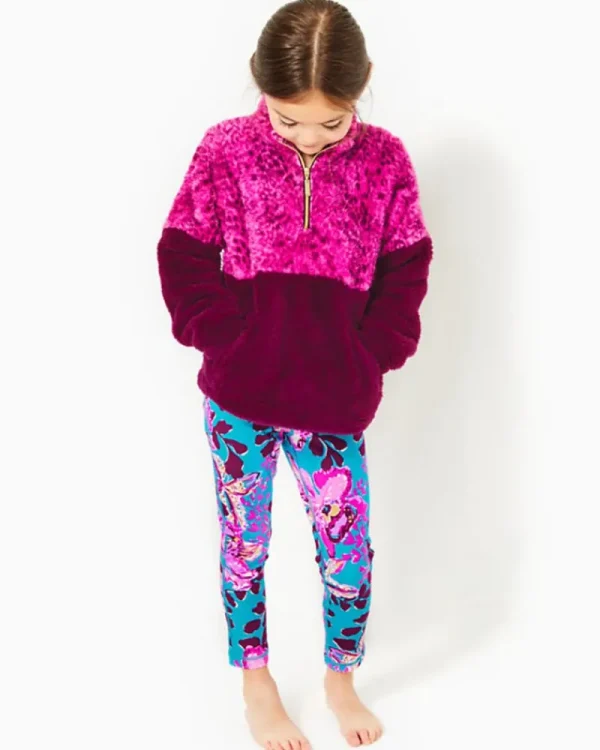 Girls Tops & Bottoms^Lilly Pulitzer Girls Mini Keala Sherpa Popover Amarena Cherry Pattern Play Colorblock