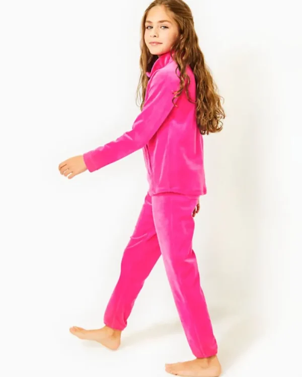 Girls Tops & Bottoms^Lilly Pulitzer Girls Mini Mallie Velour Pant Pink Palms