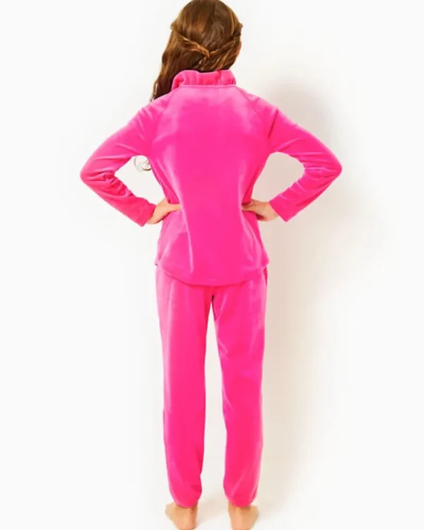 Girls Tops & Bottoms^Lilly Pulitzer Girls Mini Mallie Velour Pant Pink Palms