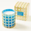 Home Decor^Lilly Pulitzer Glass Candle With Gold Caning Abaco Blue