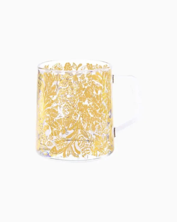 Tabletop^Lilly Pulitzer Glass Mug Gold Metallic Calypso Coast