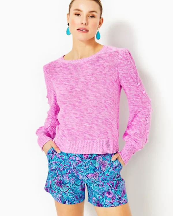 Bottoms^Lilly Pulitzer 5" Gretchen High Rise Short Breakwater Blue Shells N Bells