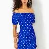 Rompers & Jumpsuits^Lilly Pulitzer Jada Off-The-Shoulder Romper Blue Grotto Hotter Spot