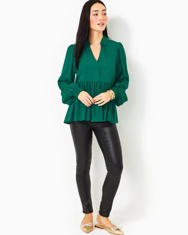 Tops^Lilly Pulitzer Jaylene Jacquard Top Evergreen Party Animal Jacquard