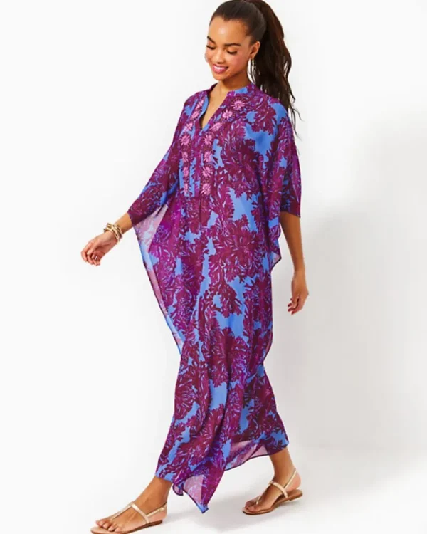 Dresses^Lilly Pulitzer Julieta Embellished Maxi Caftan Abaco Blue Feel Like A Shellebrity