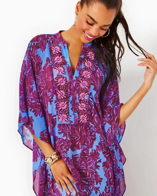 Dresses^Lilly Pulitzer Julieta Embellished Maxi Caftan Abaco Blue Feel Like A Shellebrity