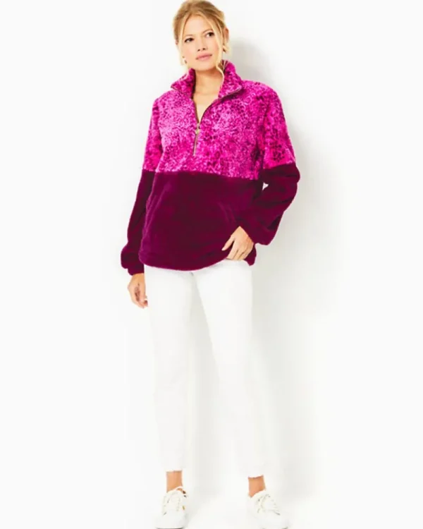 Outerwear^Lilly Pulitzer Keala Sherpa Popover Amarena Cherry Pattern Play Colorblock
