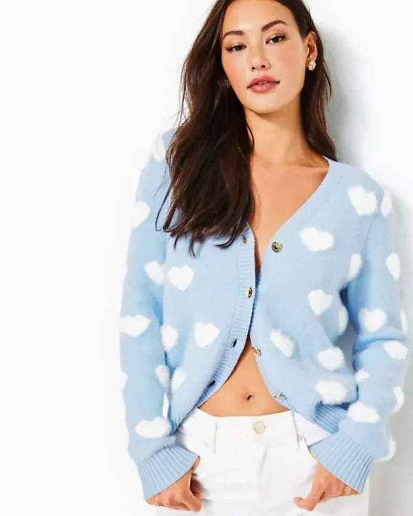 Sweaters & Cardigans^Lilly Pulitzer Keane Cardigan Brava Blue Hearts Jacquard