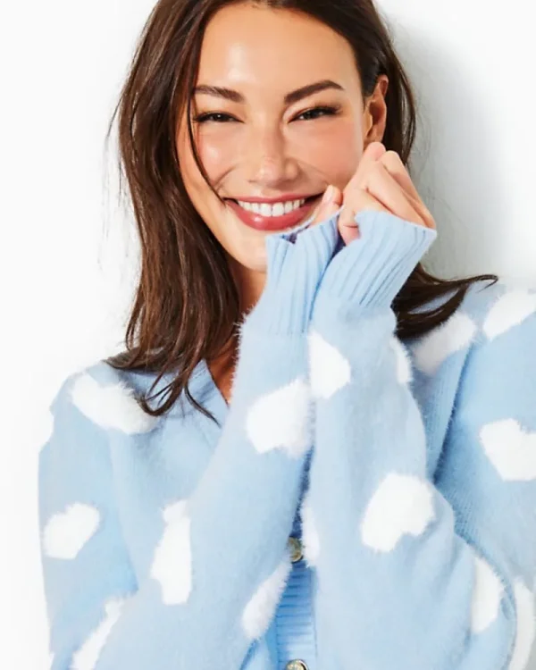 Sweaters & Cardigans^Lilly Pulitzer Keane Cardigan Brava Blue Hearts Jacquard