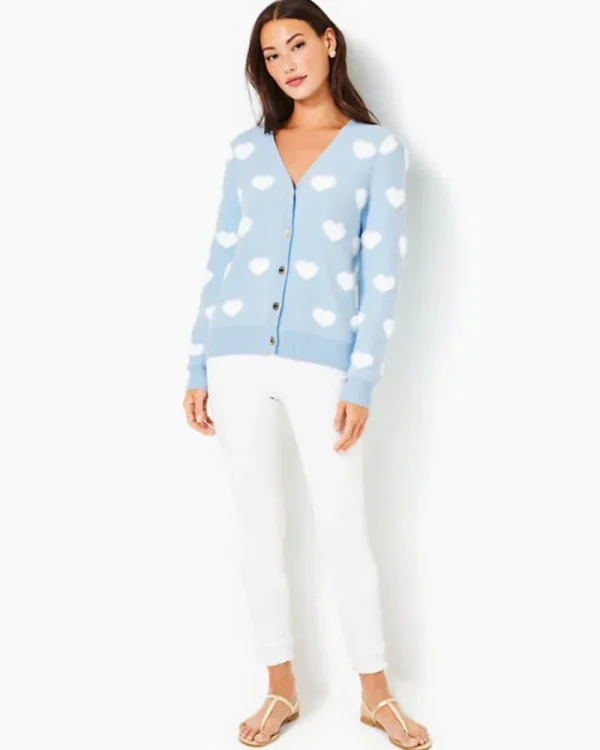 Sweaters & Cardigans^Lilly Pulitzer Keane Cardigan Brava Blue Hearts Jacquard