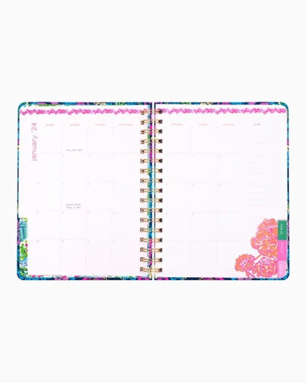 Agendas & Planners^Lilly Pulitzer 2024 Large Monthly Planner - 12 Month Aegean Navy Calypso Coast