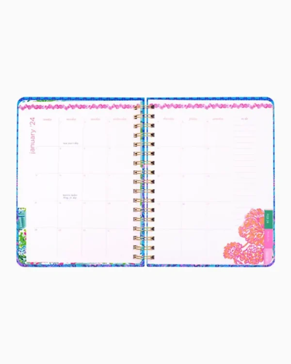 Office Supplies & Stationery^Lilly Pulitzer 2024 Large Monthly Planner - 12 Month Breakwater Blue Shells N Bells