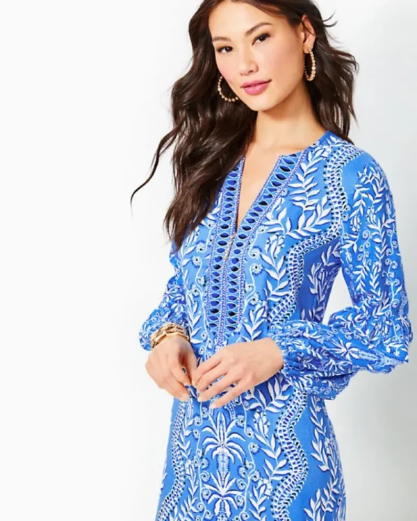 Dresses^Lilly Pulitzer Laurelie Long Sleeve Maxi Caftan Abaco Blue Have It Both Rays Engineered Woven Maxi