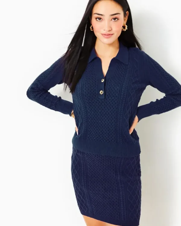 Sweaters & Cardigans^Lilly Pulitzer Lizona Polo Sweater Low Tide Navy