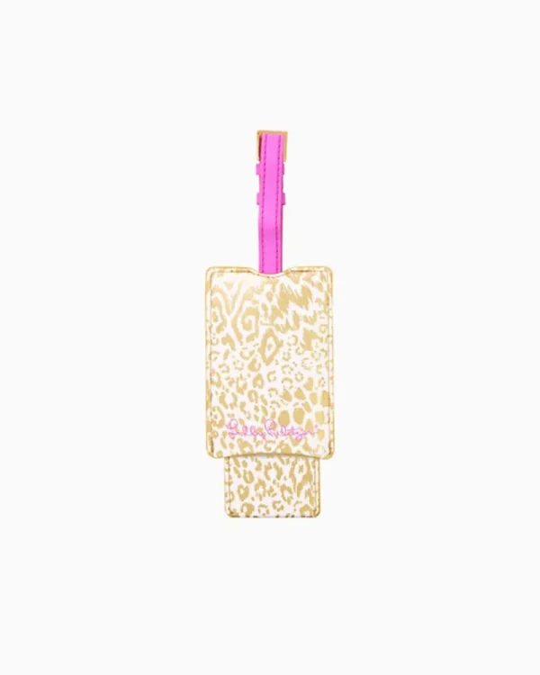 Phone & Tech^Lilly Pulitzer Luggage Tag Gold Metallic Pattern Play
