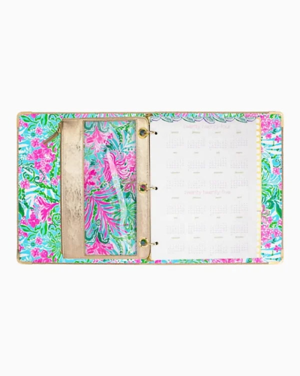 Office Supplies & Stationery^Lilly Pulitzer Luxe Binder With Pouch Set Amalfi Blue Leaf It Wild