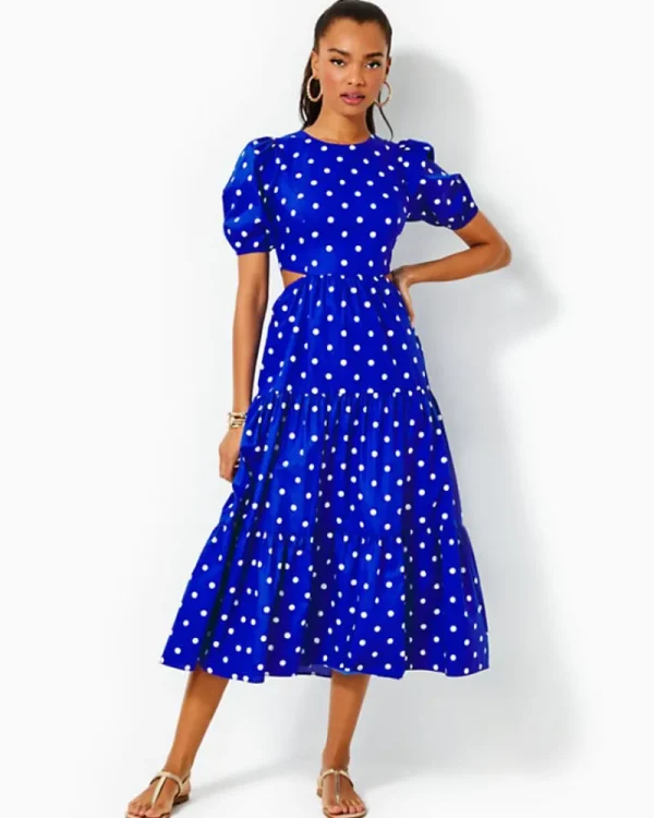 Dresses^Lilly Pulitzer Lyssa Cotton Midi Dress Blue Grotto Hotter Spot