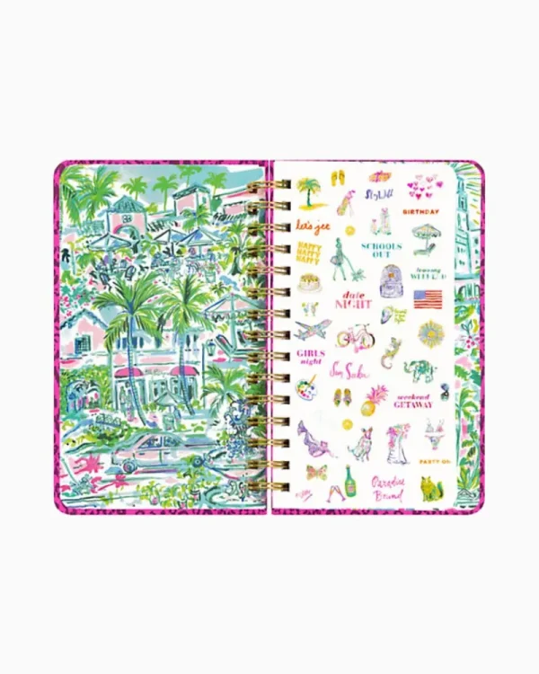 Office Supplies & Stationery^Lilly Pulitzer 2024 Medium Monthly Planner - 12 Month Cerise Pink Pattern Play