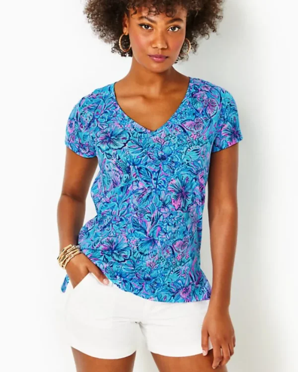 Loungewear^Lilly Pulitzer Meredith Tee Breakwater Blue Shells N Bells