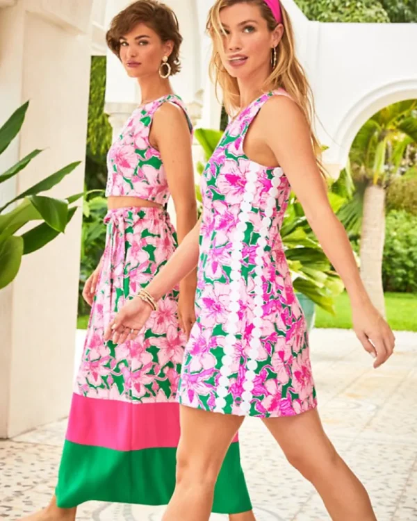 Dresses^Lilly Pulitzer Mila Stretch Shift Dress Kelly Green Hibis Kiss