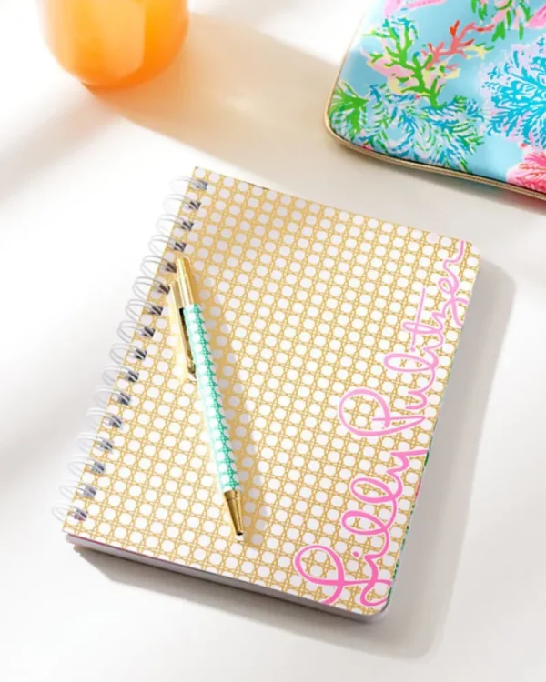 Office Supplies & Stationery^Lilly Pulitzer Mini Notebook Gold Metallic Caning