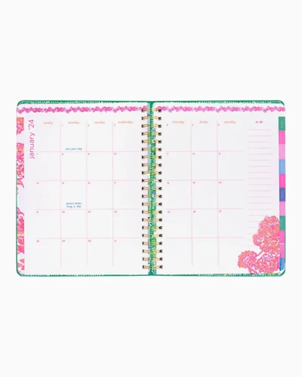 Office Supplies & Stationery^Lilly Pulitzer 2023-2024 17 Month Jumbo Agenda Botanical Green In A Flutter