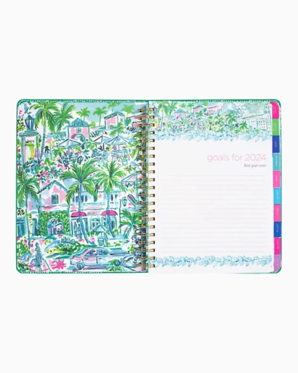 Office Supplies & Stationery^Lilly Pulitzer 2023-2024 17 Month Jumbo Agenda Botanical Green In A Flutter