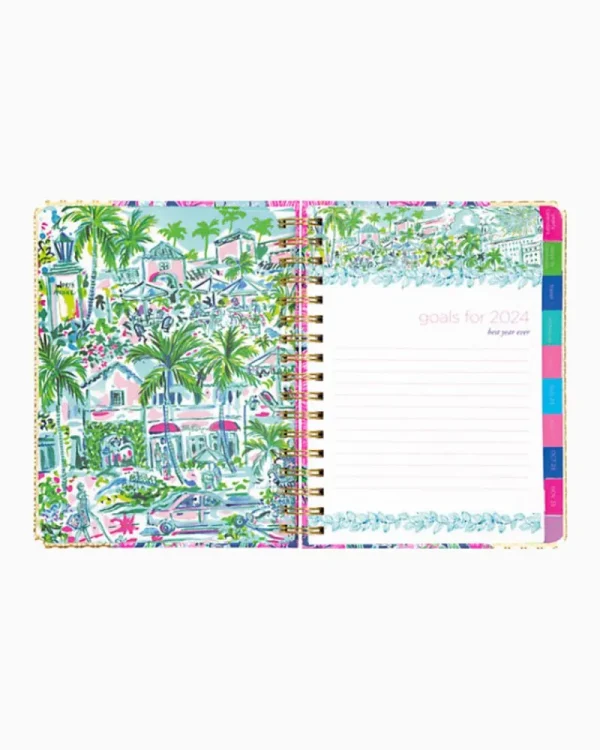 Office Supplies & Stationery^Lilly Pulitzer 2023-2024 17 Month Large Agenda Oyster Bay Navy Always Be Blooming
