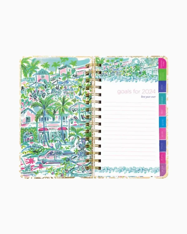 Office Supplies & Stationery^Lilly Pulitzer 2023-2024 17 Month Medium Agenda Gold Metallic Safari Sangria