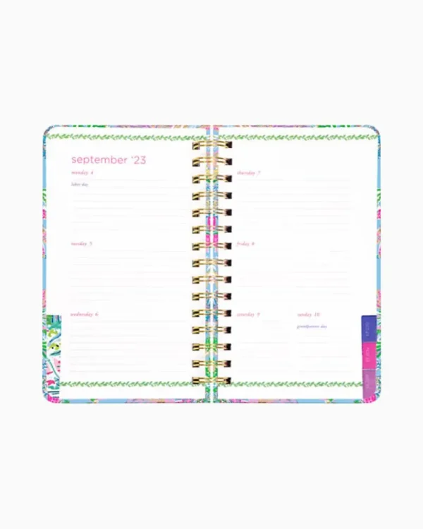 Office Supplies & Stationery^Lilly Pulitzer 2023-2024 17 Month Medium Agenda Celestial Blue Cay To My Heart